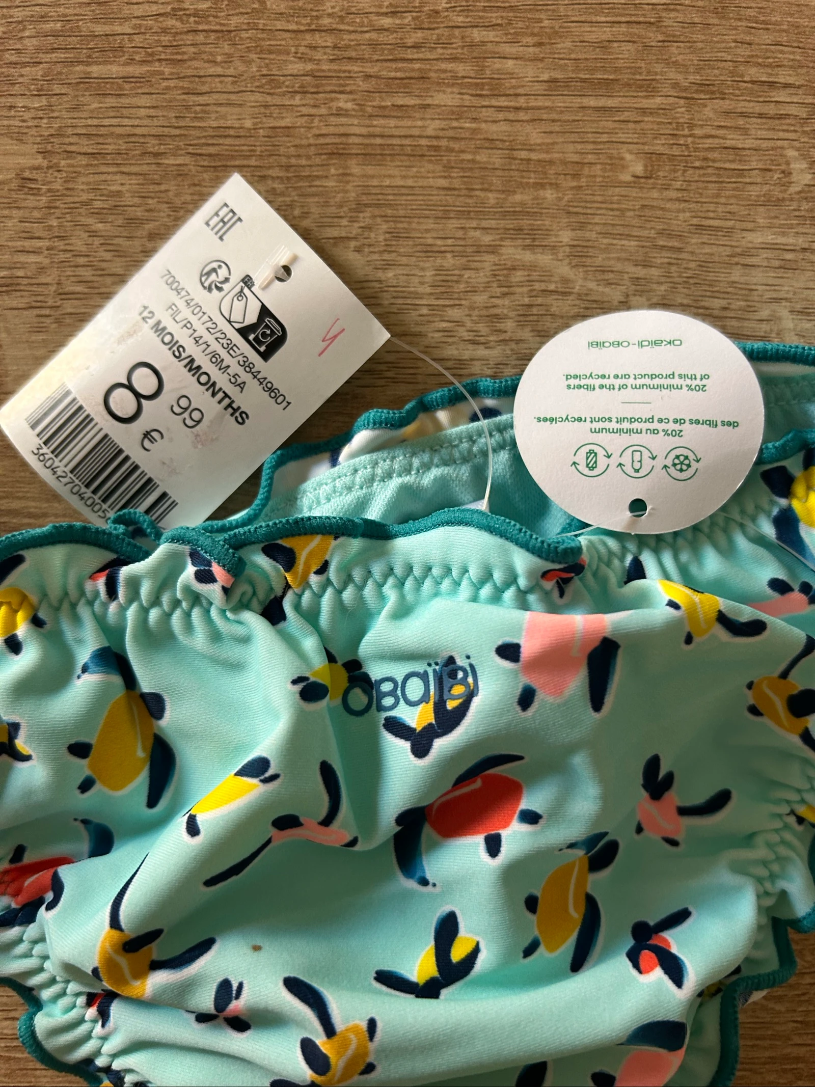 Culotte de bain turquoise 12 mois – photo 3